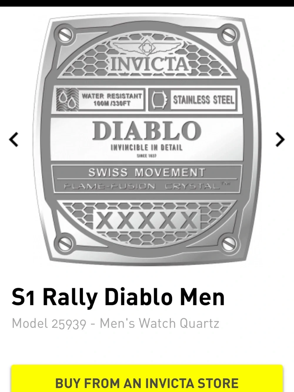 Invicta Diablo Men’s Watch — Silver and Black Accents